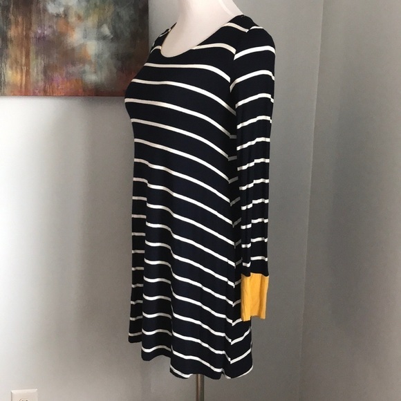 Nautical Navy Stripe Long Sleeve Dress - Picture 2 of 6